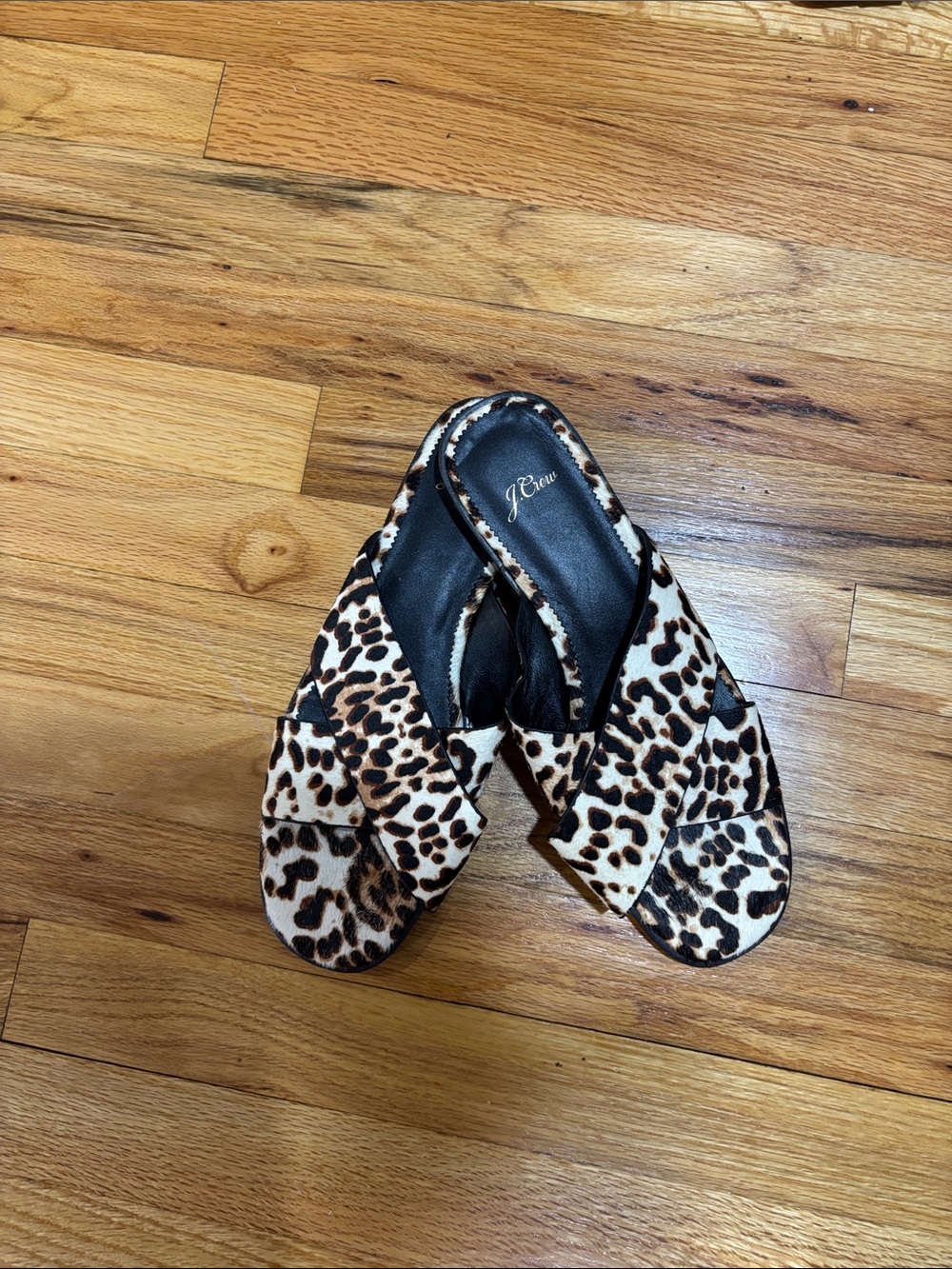 New J Crew Flat  Leather Slides